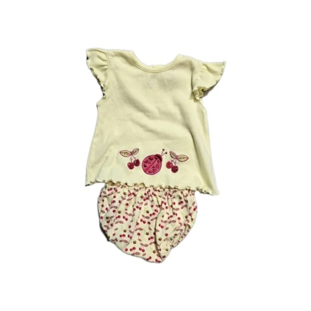 Hanna Andersson Baby Girls Romper ‎ 50 0-3 Mn Cherries Sun Flower Mixed Lot Of 4